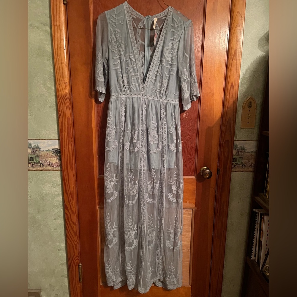 Wishlist Light Blue Embroidered Jumpsuit